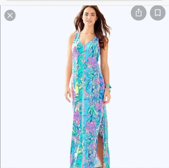 chinese dress ladies Lilly Pulitzer, Womens, Kailua Smocked Maxi Dress, Resort White Just a  Pinch Engineered Knit Dress, XX-Small at Amazon Women's Clothing store main image 0